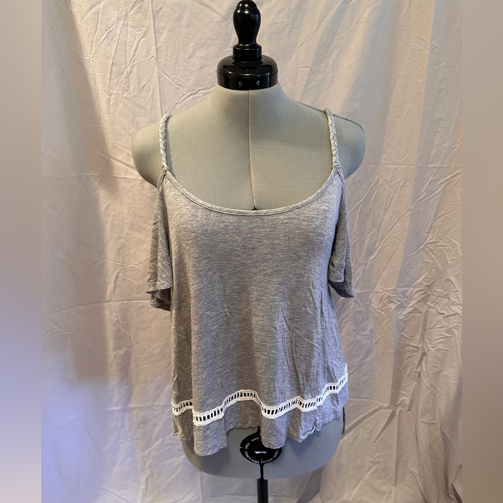 THREADS STUDIO Gray Spaghetti Strap Women's Top